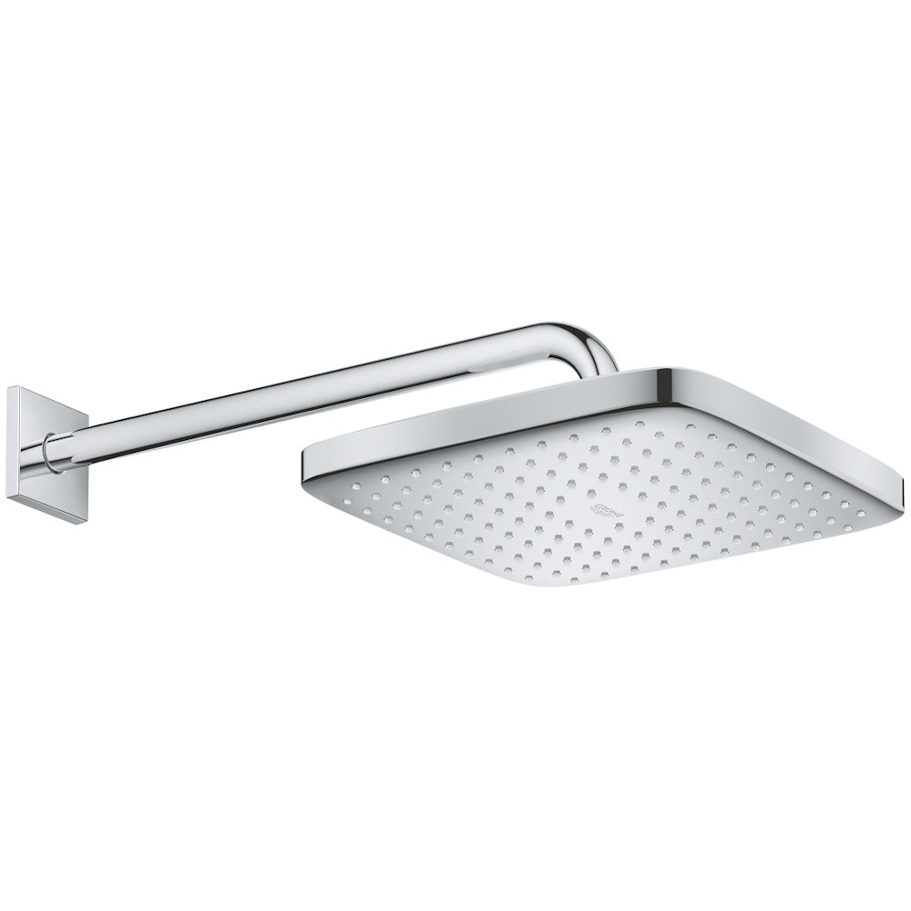 Palarie dus fix Grohe Tempesta 250 Cube, 25x25 cm cu brat, montaj pe perete