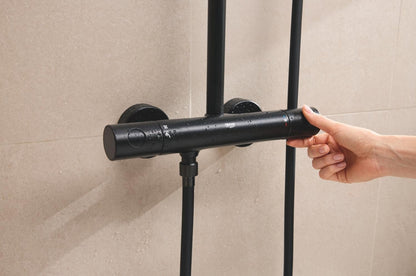 Coloana dus cu baterie si termostat Grohe Tempesta System 250 Cube , negru mat (phantom black)