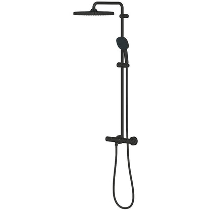 Coloana dus cu baterie si termostat Grohe Tempesta System 250 Cube , negru mat (phantom black)
