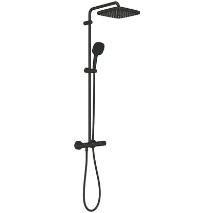 Coloana dus cu baterie si termostat Grohe Tempesta System 250 Cube , negru mat (phantom black)