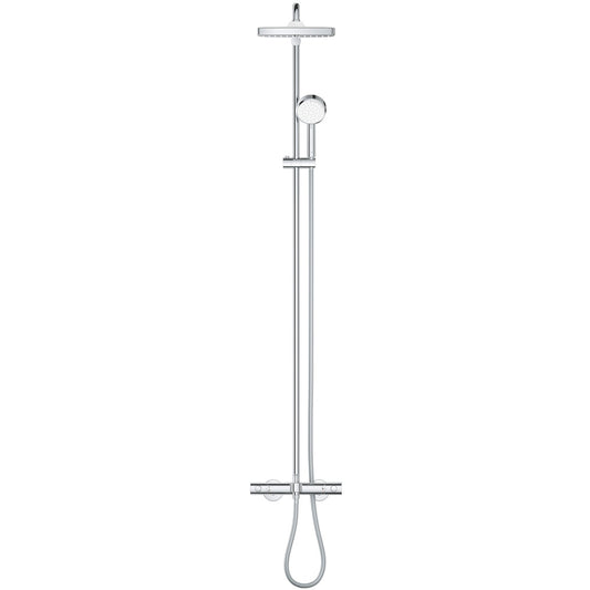 Coloana dus cu baterie si termostat Grohe Tempesta Cosmopolitan System 250 Cube cu pipa cada