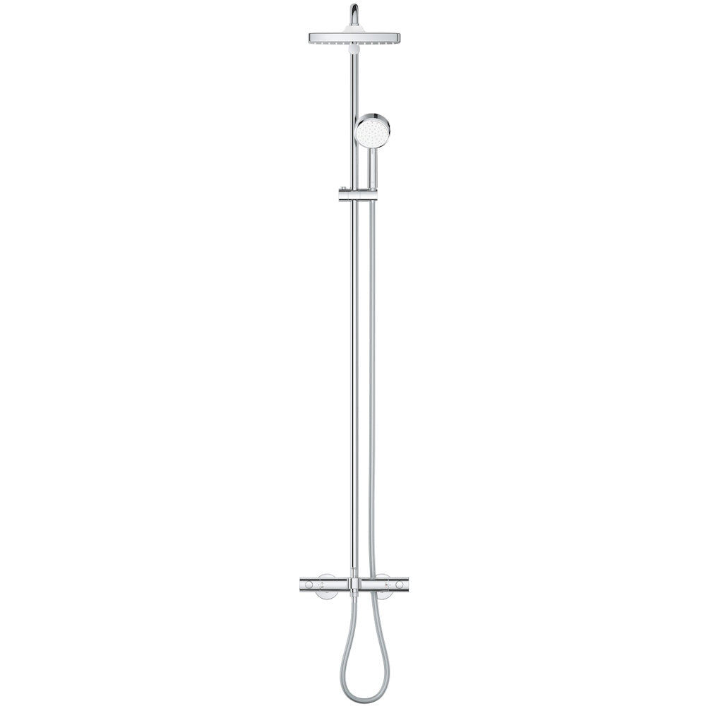 Coloana dus cu baterie si termostat Grohe Tempesta Cosmopolitan System 250 Cube cu pipa cada