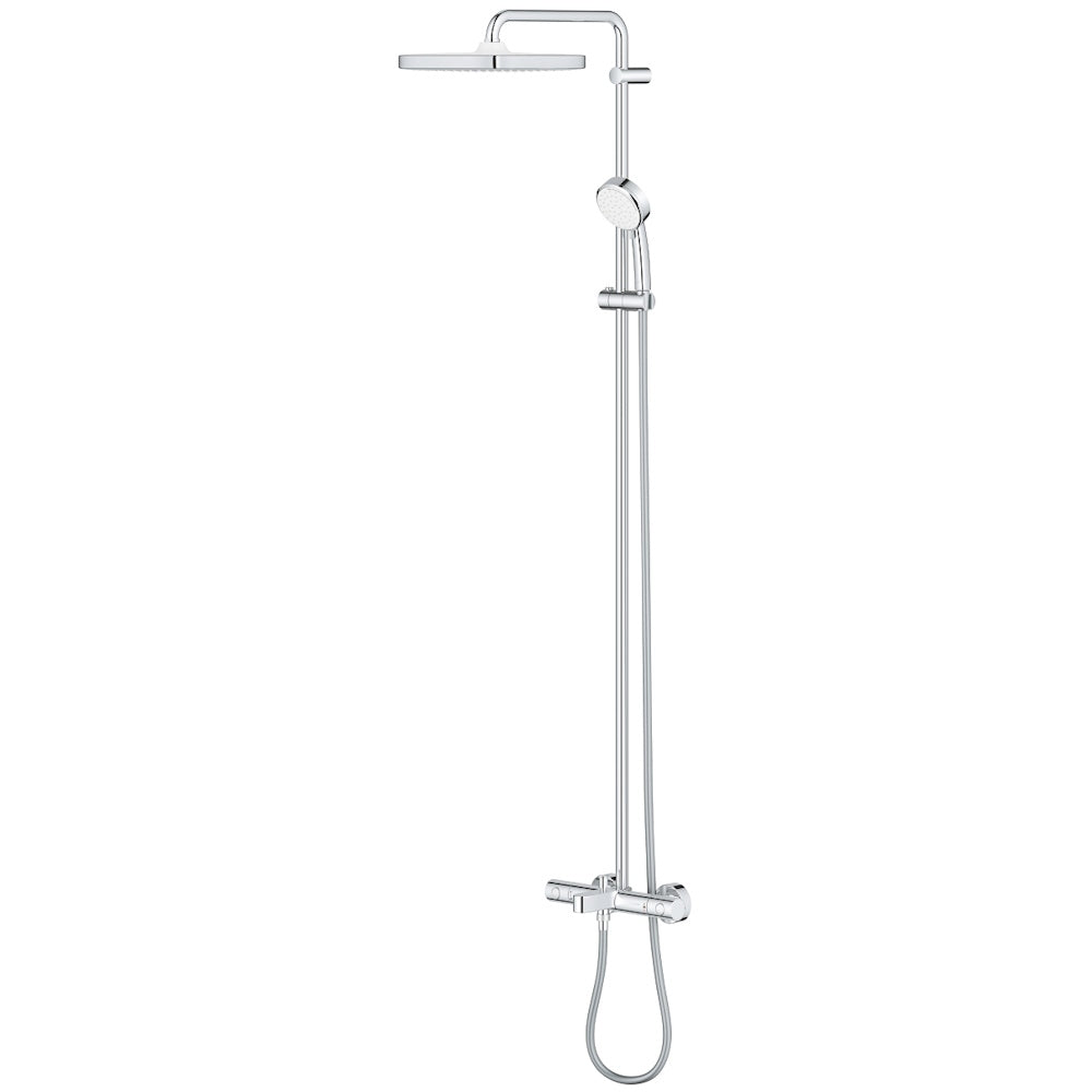 Coloana dus cu baterie si termostat Grohe Tempesta Cosmopolitan System 250 Cube cu pipa cada