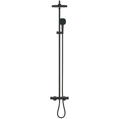 Coloana dus cu baterie si termostat Grohe Tempesta System 250 Cube cu pipa cada, negru mat (phantom black)