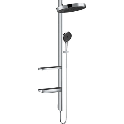Coloana dus fara baterie Hansgrohe Rainfinity, cu 2 polite, crom