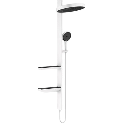 Coloana dus fara baterie Hansgrohe Rainfinity, cu 2 polite, alb mat