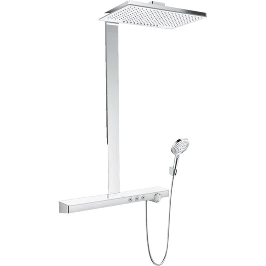 Coloana dus cu baterie si termostat Hansgrohe Rainmaker Select 460, alb/crom