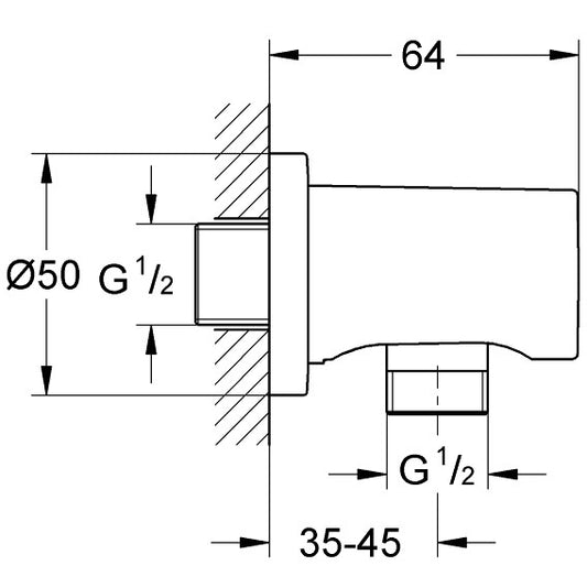 Grohe Rainshower Cot de iesire dus 1/2' cu ornament rotund