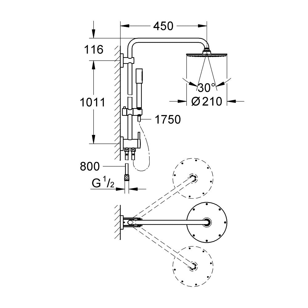 Grohe Rainshower 210 Coloana dus fara baterie