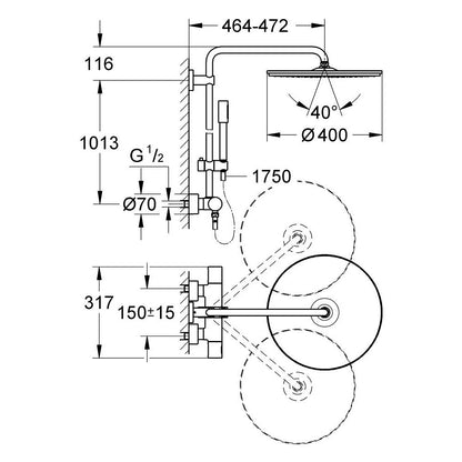 Coloana dus cu baterie si termostat Grohe Rainshower 400