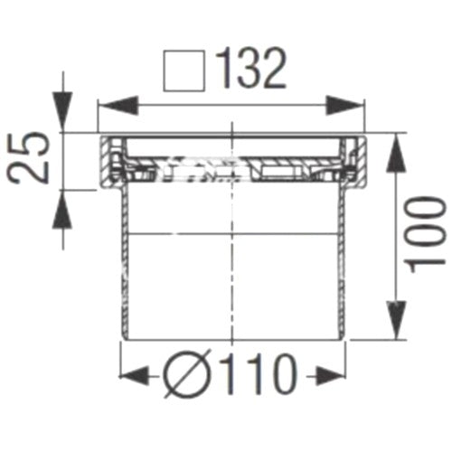 Piesa superioara Kessel faiantabila Ø11 cm, rama inox
