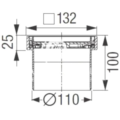 Piesa superioara Kessel faiantabila Ø11 cm, rama inox