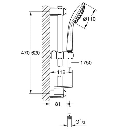 Grohe Euphoria 110 Duo Set dus cu bara 60 cm si savoniera