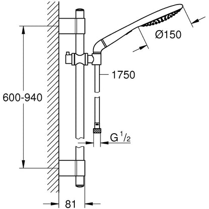 Grohe Rainshower Solo 150 Set dus cu bara 90 cm