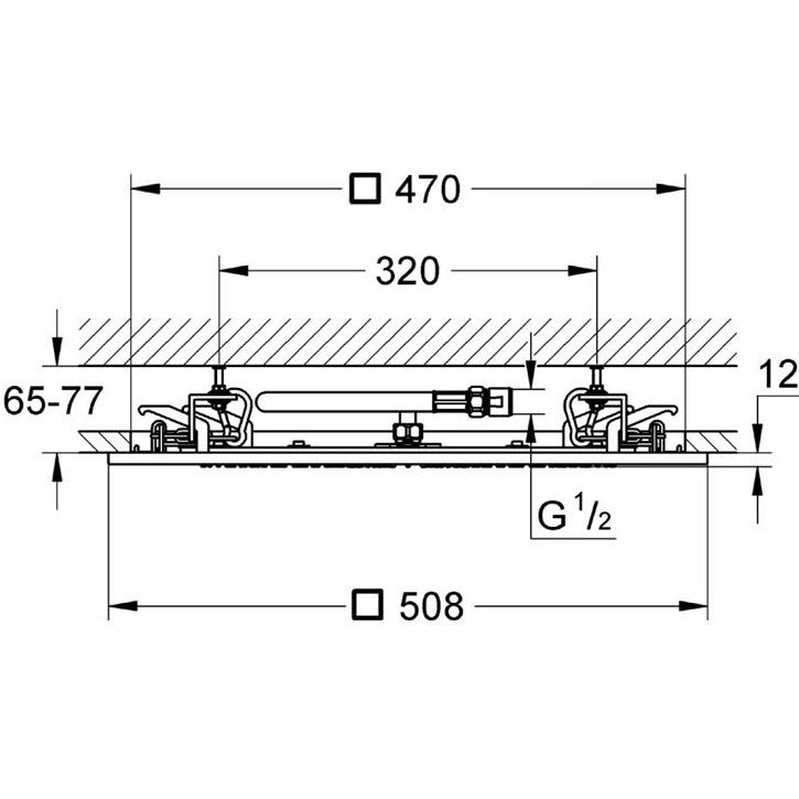 Palarie dus fix Grohe Rainshower F-Series, cu montaj pe tavan, 51x51 cm
