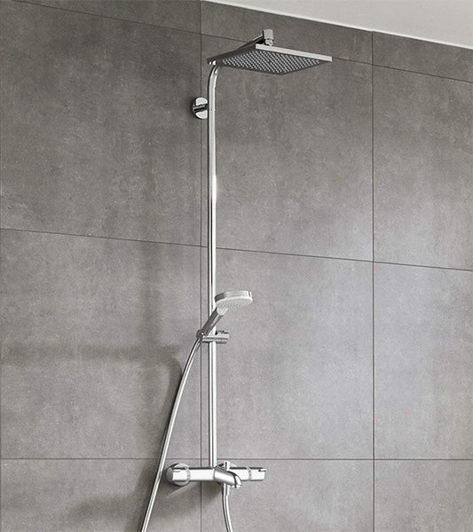 Coloana dus cu baterie, pipa cada si termostat Hansgrohe Crometta E 240 1jet, H155 cm