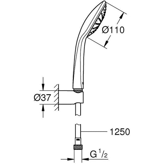 Grohe Euphoria 110 Mono Set dus cu suport, 1 jet