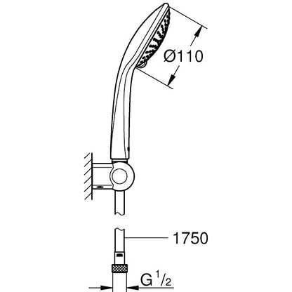 Grohe Euphoria 110 Champagne Set dus cu suport, 3 jeturi