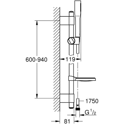 Grohe Euphoria Cosmopolitan Set dus cu bara 90 cm, 1 jet