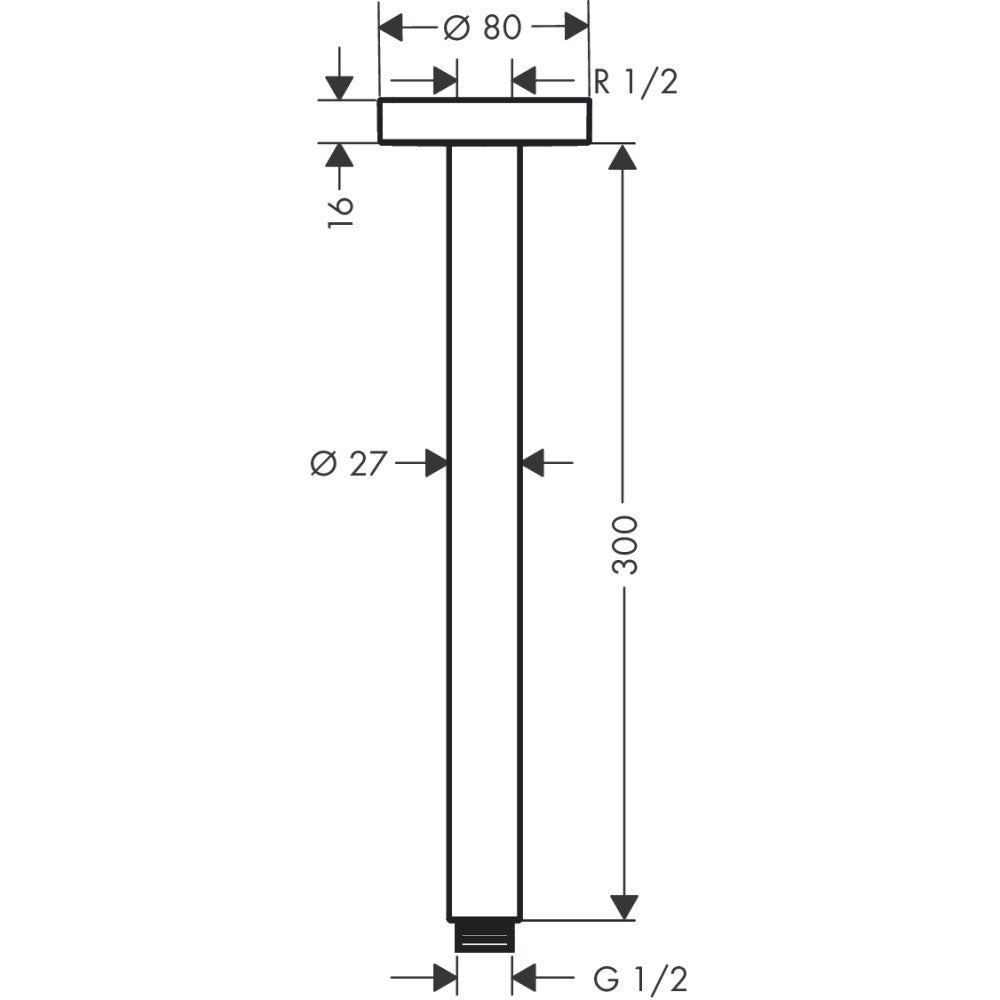 Brat dus fix Hansgrohe S, montaj pe tavan, 30 cm, auriu lucios
