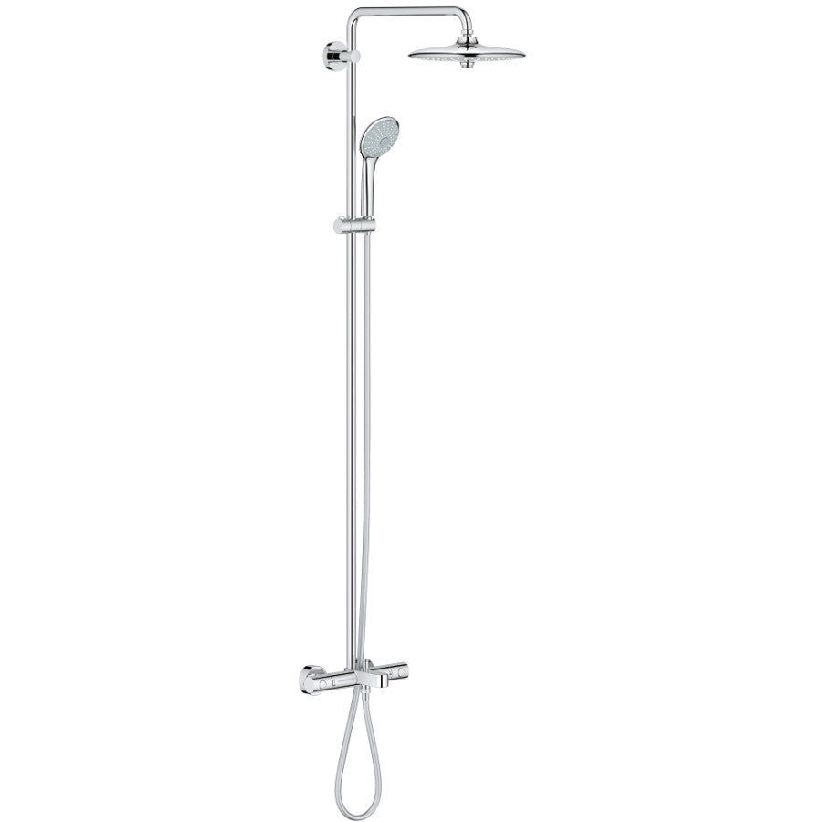 Coloana dus cu baterie si termostat Grohe Euphoria 260, cu pipa cada, bara 147 cm