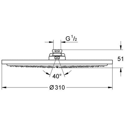 Palarie dus fix Grohe Rainshower Cosmopolitan 310, fara limitator, Ø31 cm