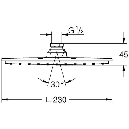 Palarie dus fix Grohe Rainshower Allure 230, fara limitator 23x23 cm