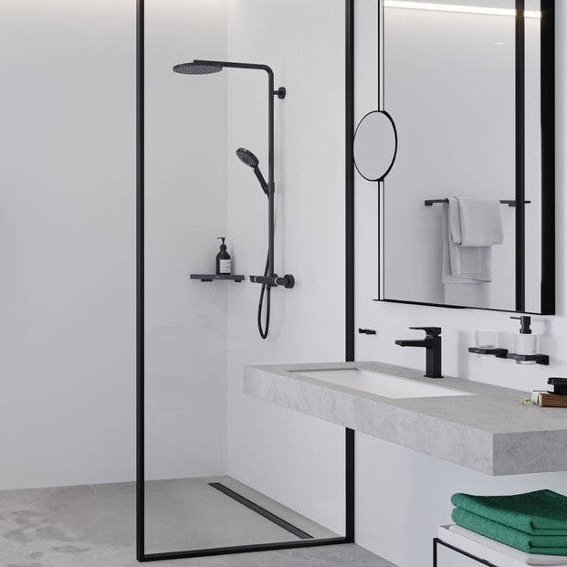 Coloana dus cu baterie si termostat Hansgrohe Raindance Select S 240, negru mat