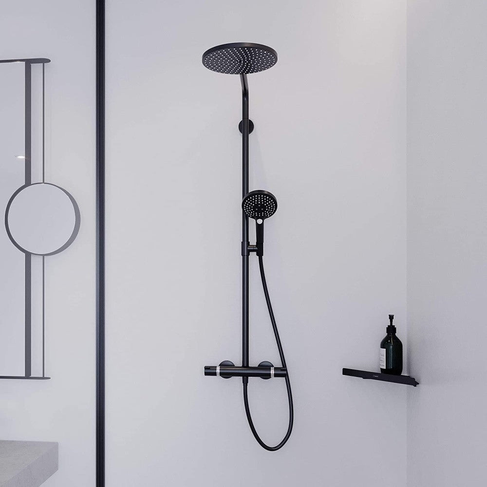 Coloana dus cu baterie si termostat Hansgrohe Raindance Select S 240, negru mat