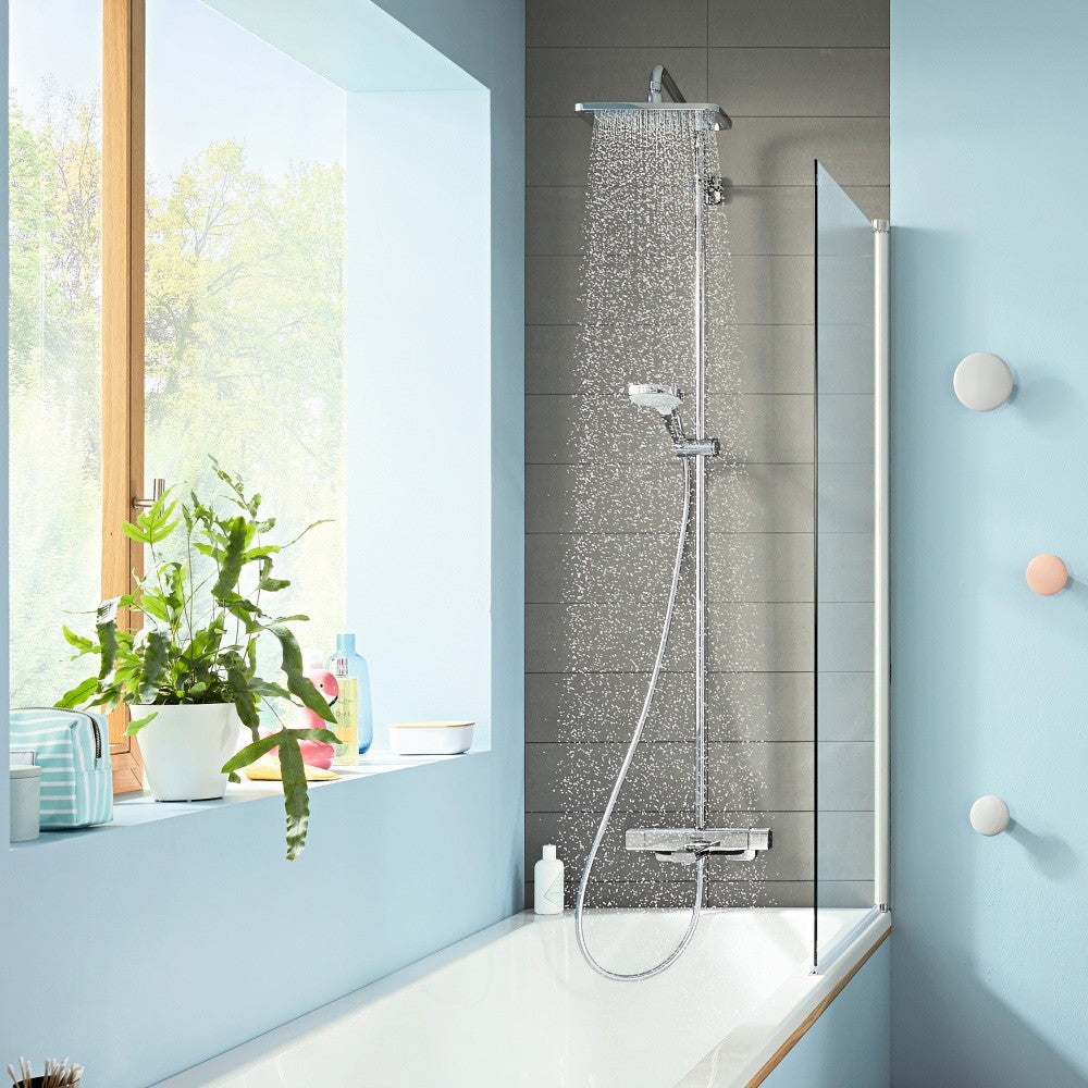 Coloana dus cu baterie si termostat Hansgrohe Croma E280, cu pipa cada, Cool Contact