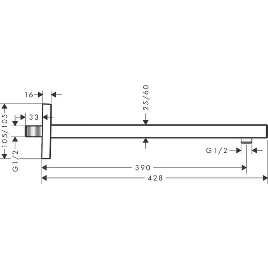 Brat dus fix Hansgrohe patrat 39 cm, alb mat
