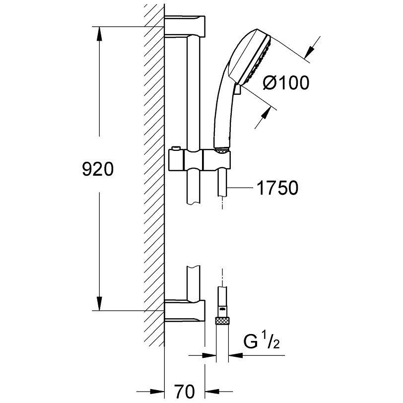 Grohe New Tempesta Cosmopolitan 100 Set dus cu bara 90 cm, 2 jeturi