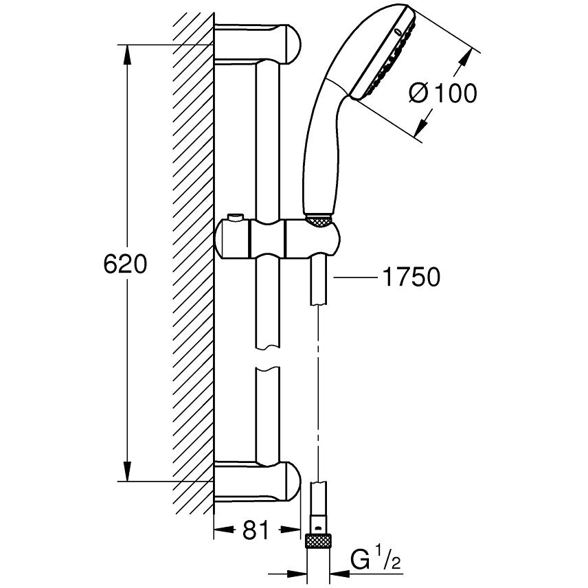 Grohe New Tempesta 100 Set dus cu bara 60 cm, 3 jeturi