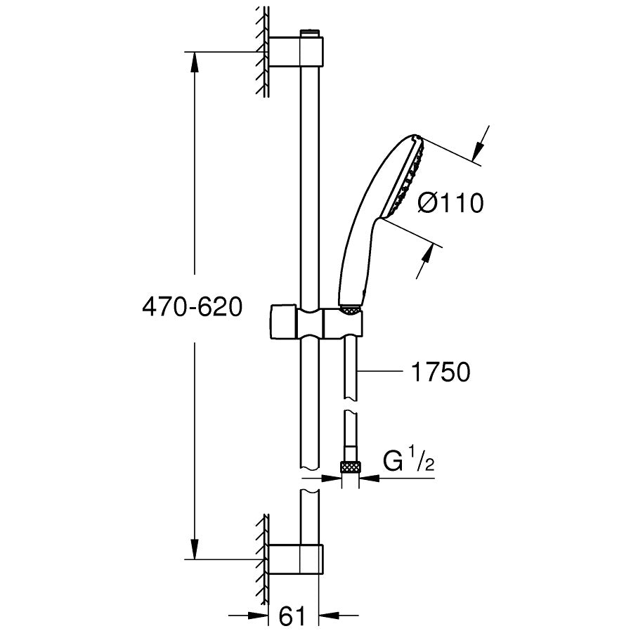Grohe Tempesta 110 Set dus cu bara 60 cm, 1 jet