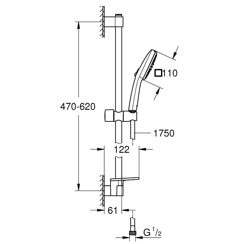 Grohe Tempesta Cube 110 Set dus cu bara 62 cm si savoniera
