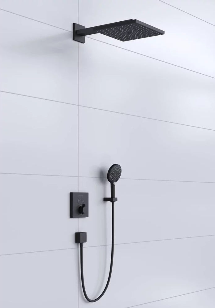 Sistem dus incastrat cu termostat Hansgrohe Raindance E 300, negru mat