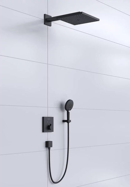 Sistem dus incastrat cu termostat Hansgrohe Raindance E 300, negru mat