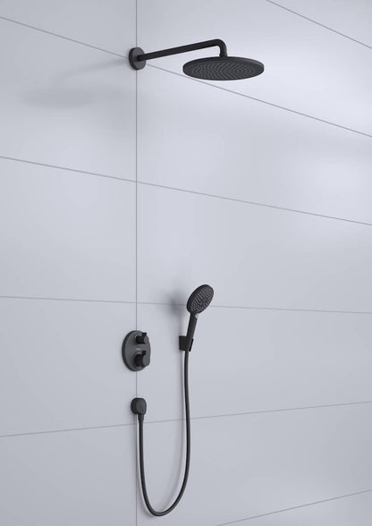 Sistem dus incastrat cu termostat Hansgrohe Croma Ecostat S, negru mat