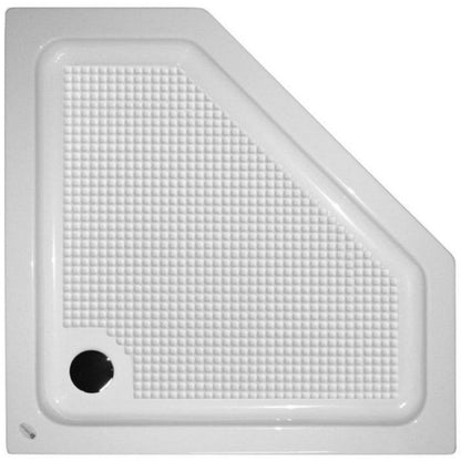 Set promo Cabina dus pentagonala cu usa batanta Belform Clear 90x90 cm si cadita