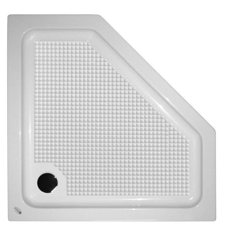 Set promo Cabina dus pentagonala cu usa batanta Belform Clear 80x80 cm si cadita