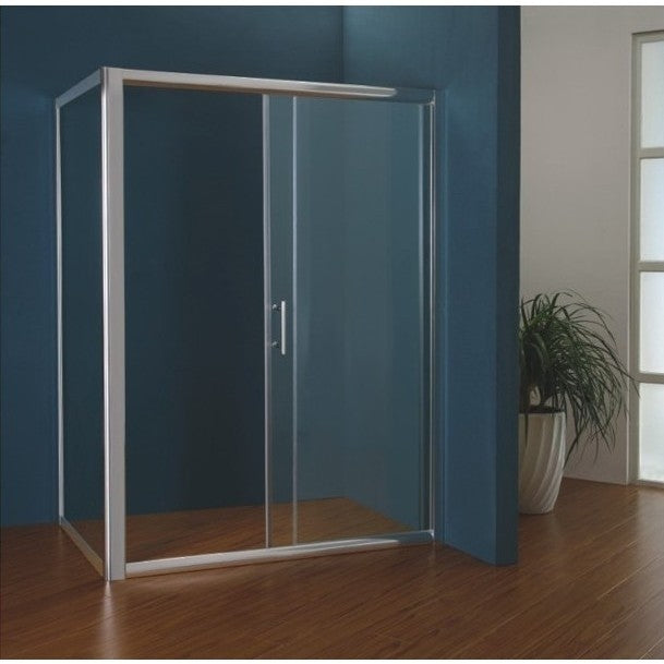 Set promo Cabina dus dreptunghiulara cu usa glisanta Belform Clear 120x80 cm si cadita