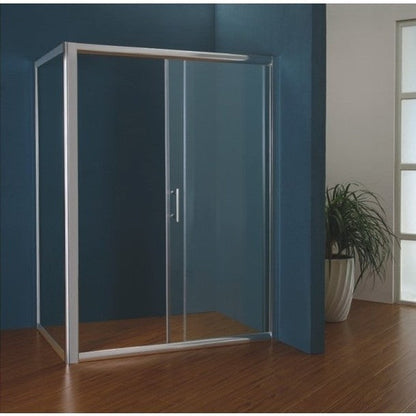 Set promo Cabina dus dreptunghiulara cu usa glisanta Belform Clear 120x80 cm si cadita