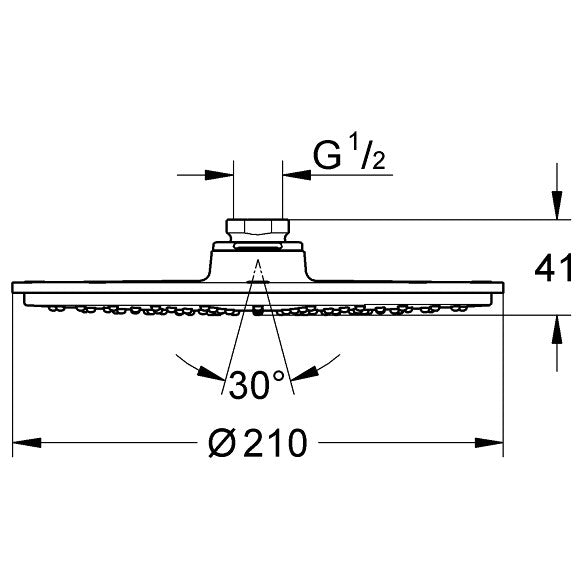Palarie dus fix Grohe Rainshower Cosmopolitan 210, Ø21 cm, fara limitator, crom