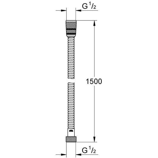 Furtun dus Grohe Rotaflex Metal Longlife 150 cm, crom