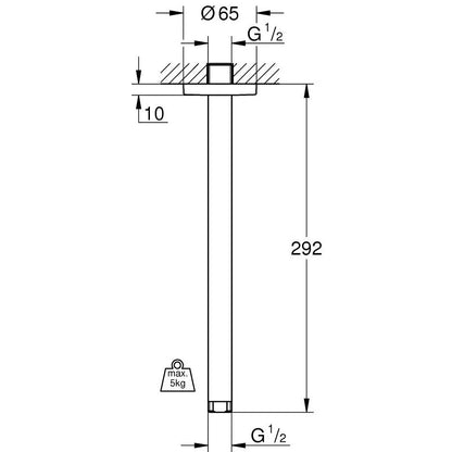 Brat dus fix Grohe Rainshower, montaj pe tavan, 30 cm