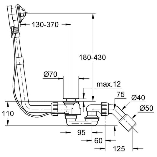 Grohe Talentofill Sifon cada cu preaplin, pentru cazi speciale