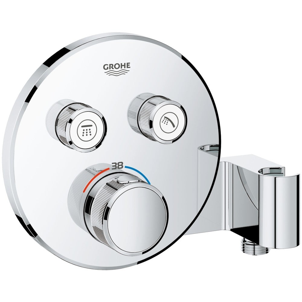 Grohe Grohtherm SmartControl Baterie dus cu termostat cu 2 iesiri si suport, rotunda