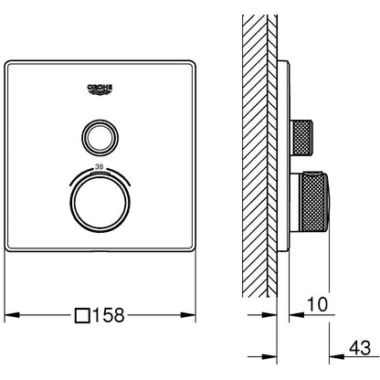 Grohe Grohtherm SmartControl Baterie dus cu termostat, patrata, crom