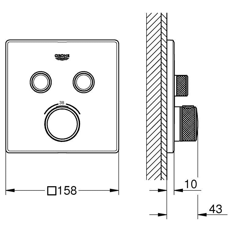 Set promo Sistem dus incastrat cu termostat Grohe Grohterm SmartControl, auriu mat