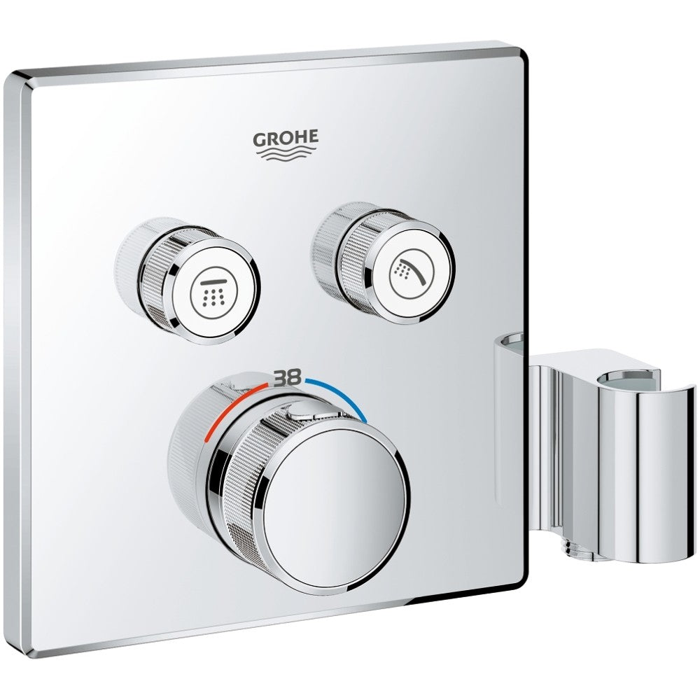 Grohe Grohtherm SmartControl Baterie dus cu termostat cu 2 iesiri si suport, patrata